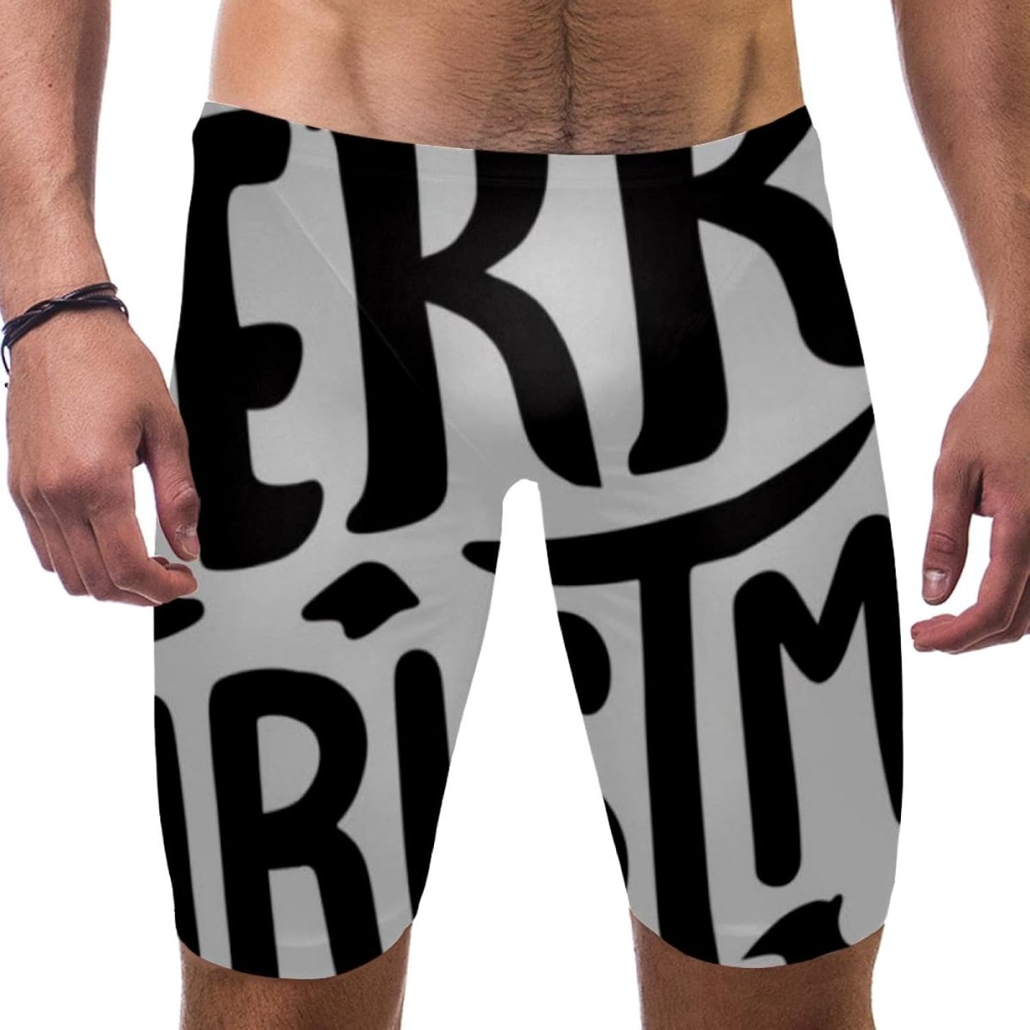 Happy Christmas Swimsuit for Men & Boys,Competition Lap Swim Suit, Square Leg Endurance Training