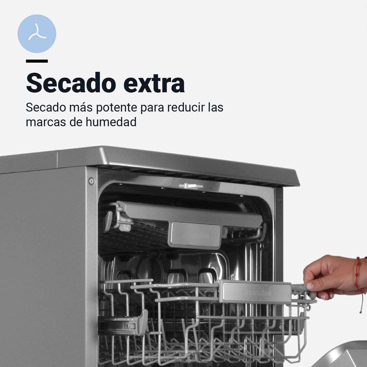 UNIVERSALBLUE Lavavajillas Acero Inoxidable 45 cm | Lavaplatos Inox Programable Libre Instalación con 8 Programas | Máquina de Lavado con Inicio Diferido | Silencioso | ENVIO + SUBIDA A PLANTA GRATIS