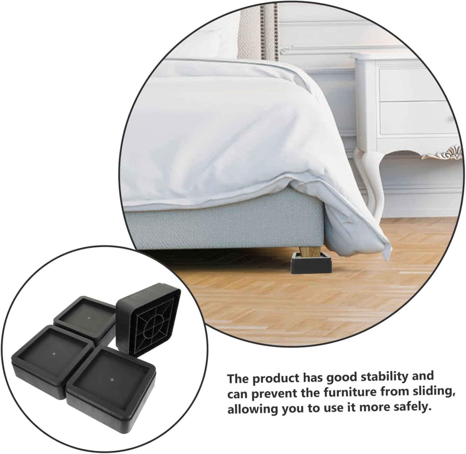 Ciieeo 4pcs Bed Frame Risers for Beds Heavy Duty Table Risers Slip Rubber for Home Dorm