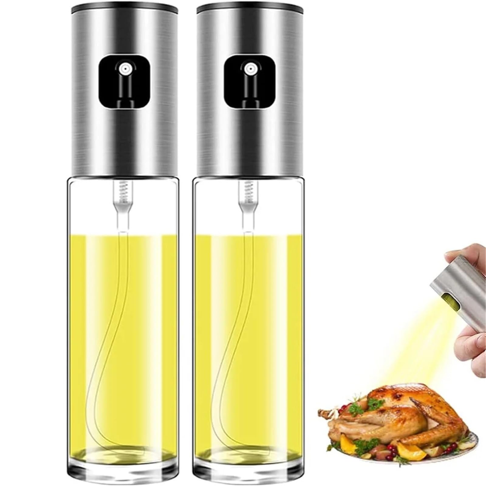NGTFDCP Oil Dispenser, Glass Oil Sprayer For Cooking Spray Mister For Salad BBQ Kitchen Baking Empty Vinegar Bottle for Air Fryer, Salad(2 pcs)