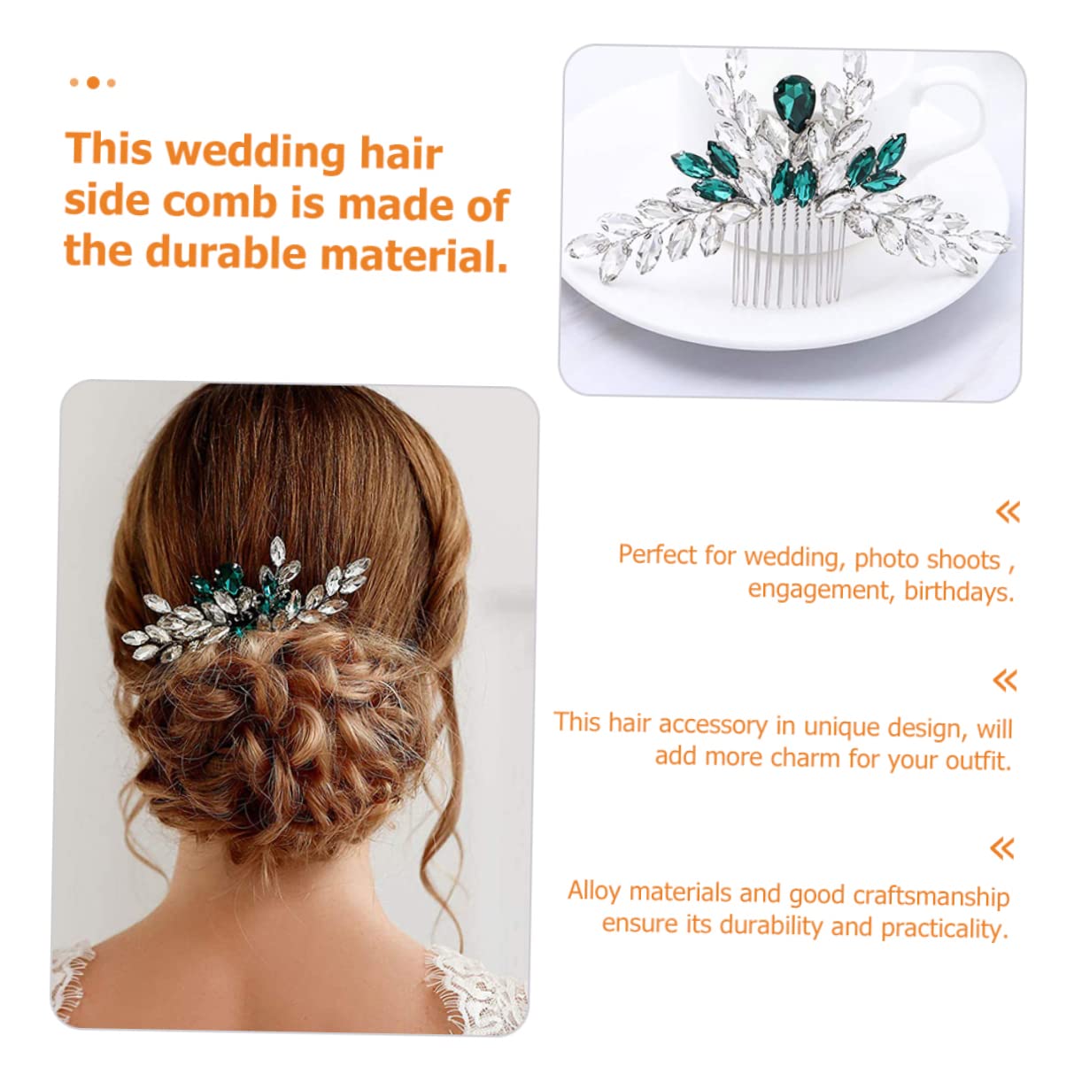 Beavorty 4pcs Bridal Hair Side Comb Rhinestones Elegant Hair Accessories for Weddings Lightweight Headdress Easy to Wear for Bride Special Occasions Stunning Comb