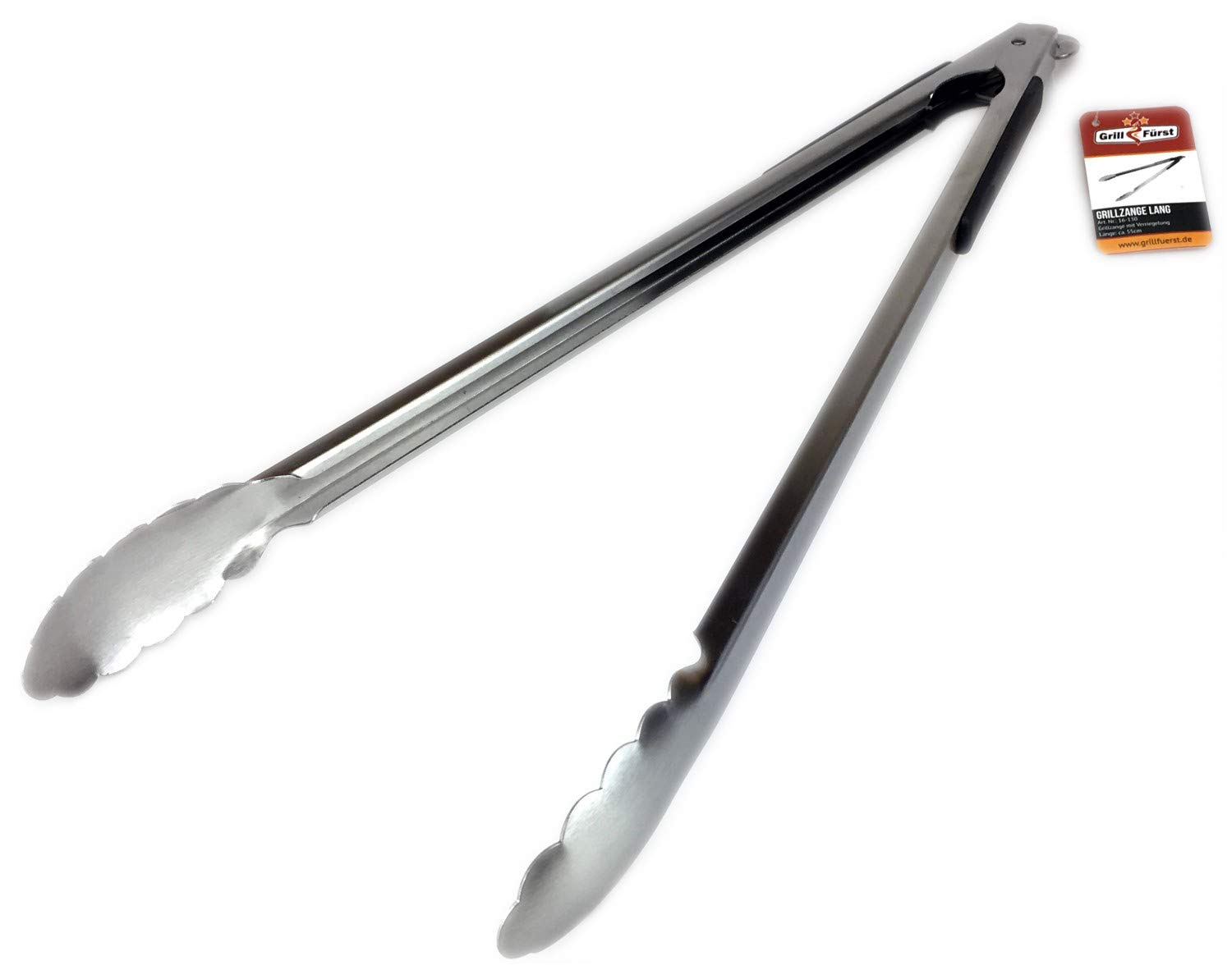 Grillfurst Pince à barbecue en acier inoxydable Embouts en plastique 54 cm - Professionnelles pince barbecue inox - Pince cuisine Résistantes au Chauffer - pince barbecue longue - pince a barbecue