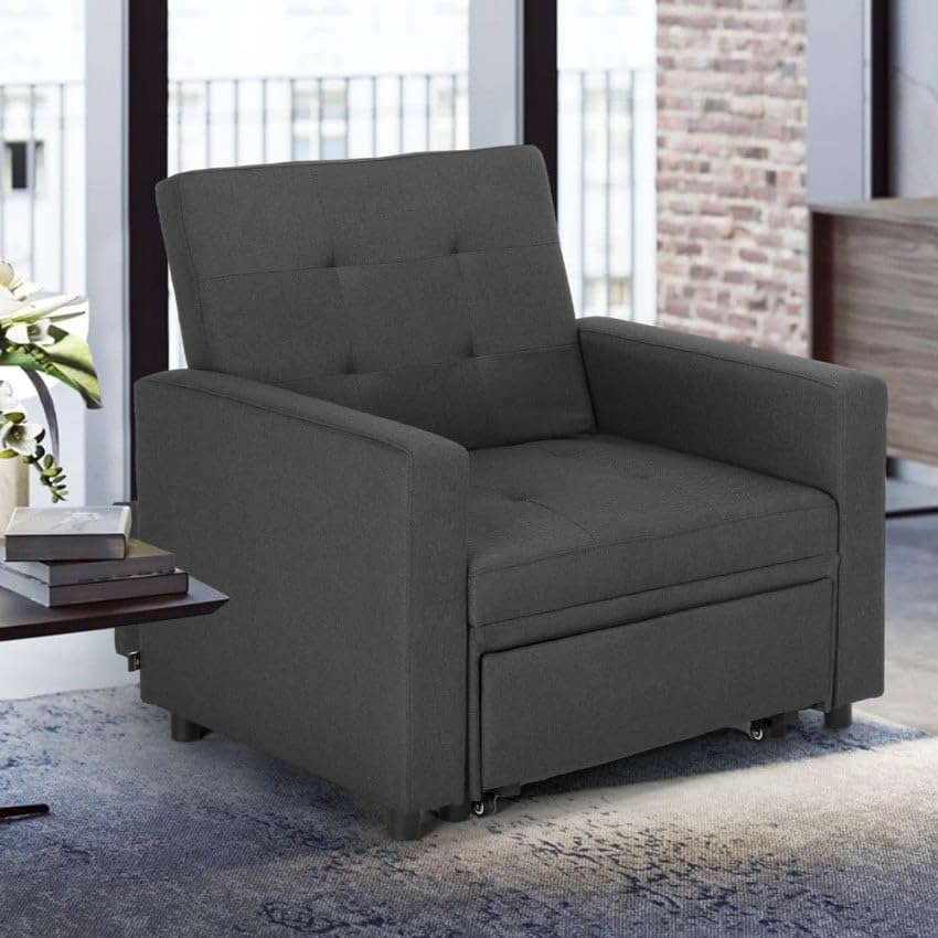 Produce Shop Poltrona Letto Singolo con braccioli Design Moderno salvaspazio Brooke - Grigio