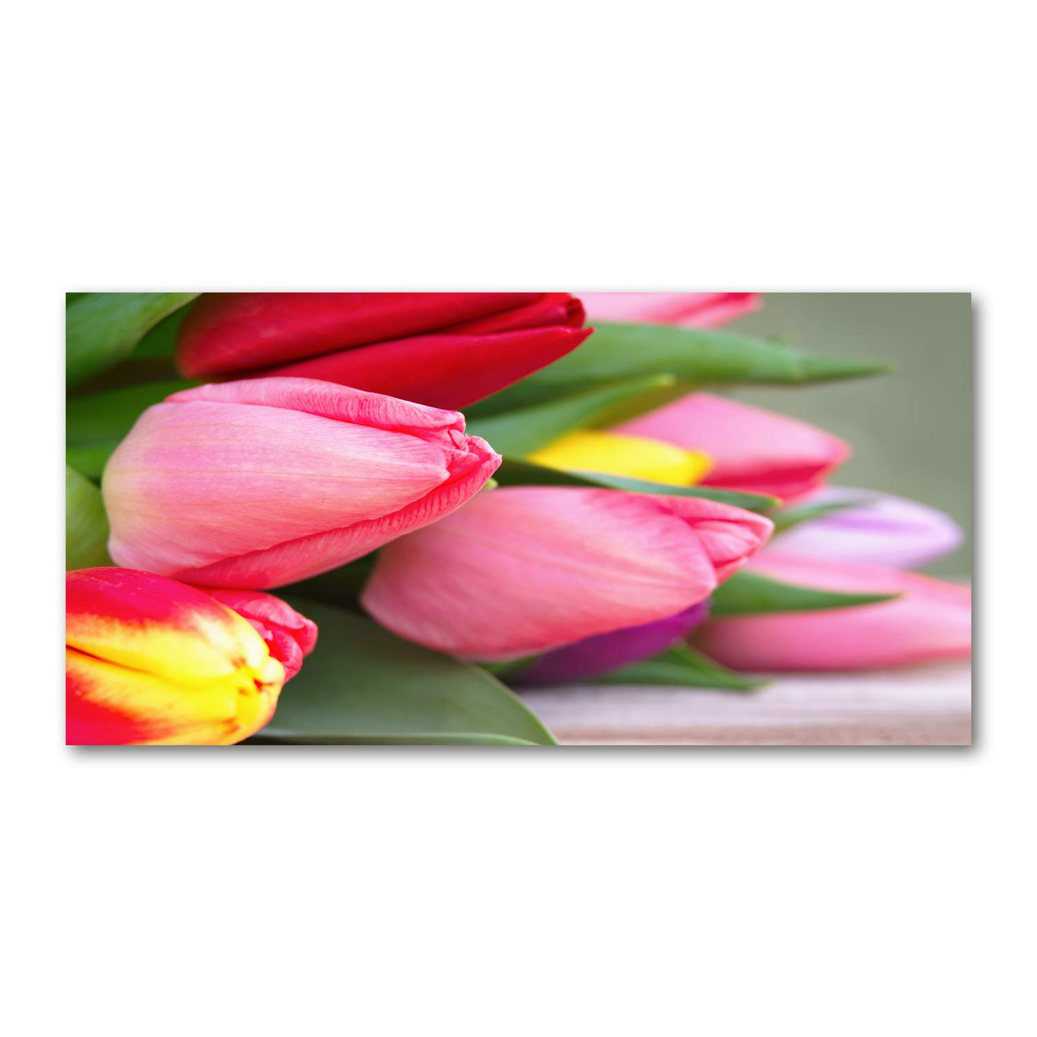 Tableau photo sur verre de tulipes roses 120x60 cm pour une déco haut de gamme