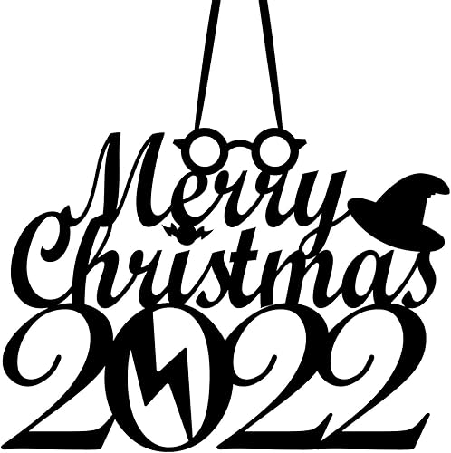 Miniatura 1 de Letrero negro de Feliz Navidad, adorno para decoración de árbol de Navidad, adorno negro grande para corona de puerta, decoración de pared del hogar