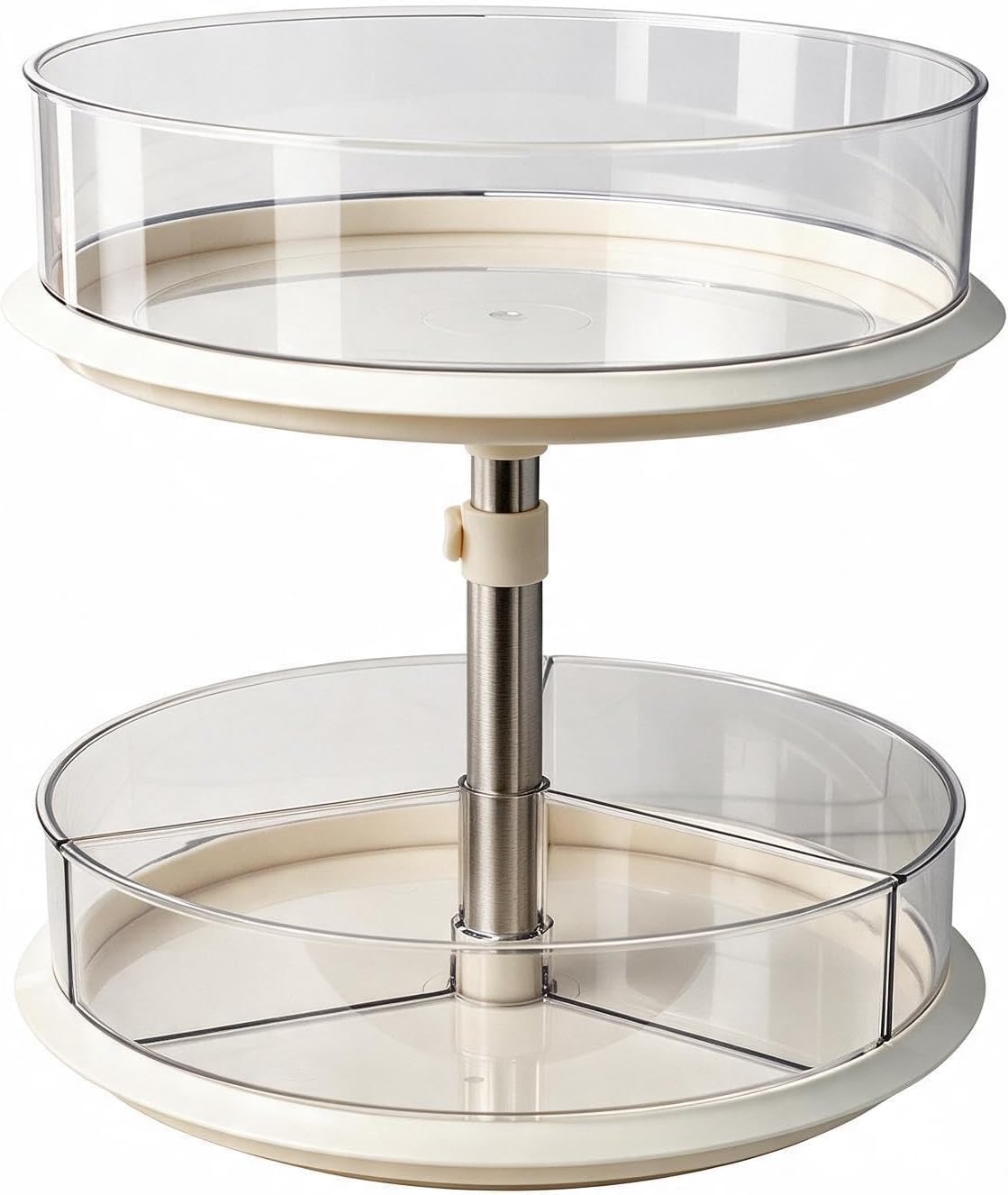 Organizador giratorio Lazy Susans de 2 niveles para gabinete de medicinas, almacenamiento para botellas de medicina y vitaminas, bajo el lavabo y en gabinete de baño miniatura 1
