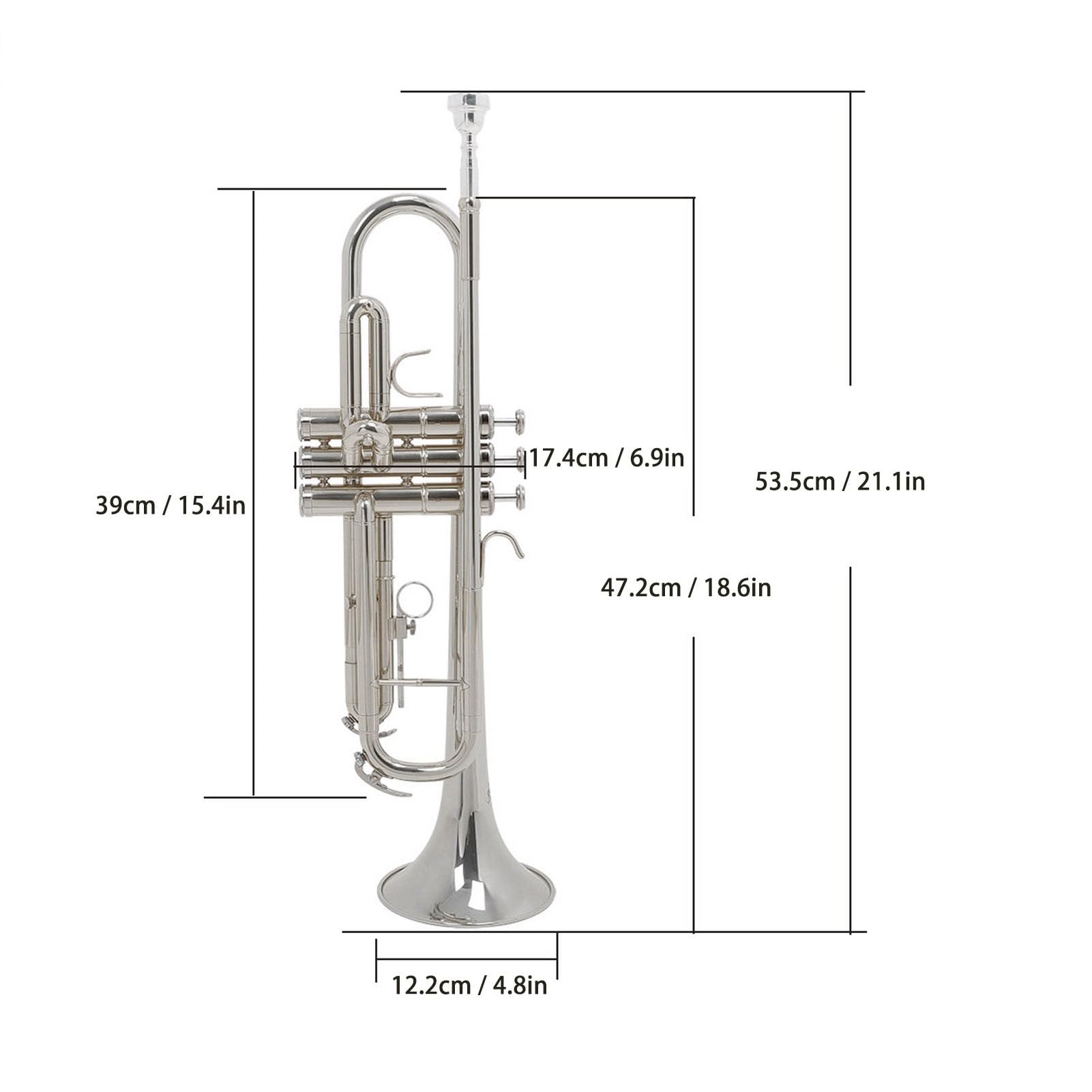 Tromba in Sib, Set di Tromba Standard in Sib Professionale con Bocchino e Panno per la Pulizia, Strumento a Fiato per Tromba per Studenti Bassi per Studenti, Principianti, Adulti