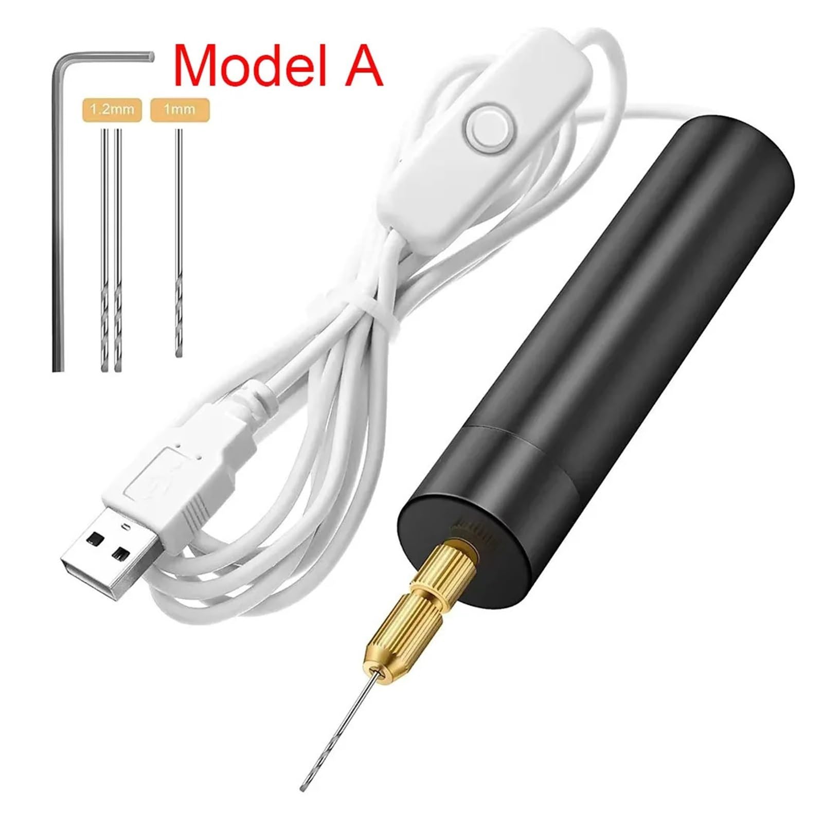 Regulowana wiertarka USB 5 sztuk zestaw wiertarek obrotowych USB do grawerowania wierteł z bitami wierteł B
