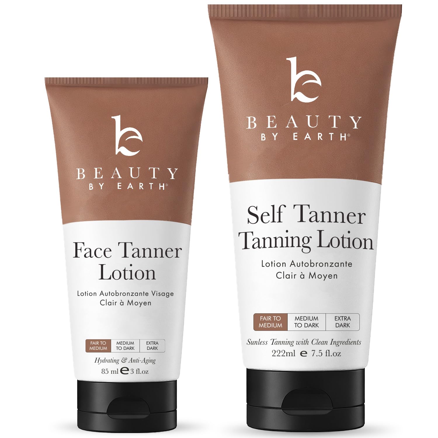 Tanning Lotion Self Tanner Kit - USA Made with Organic & Natural Ingredients, Self Tanning Lotion Face Tanner & Application Kit, Non Toxic Gradual Tan, Sunless Tan for Women & Men