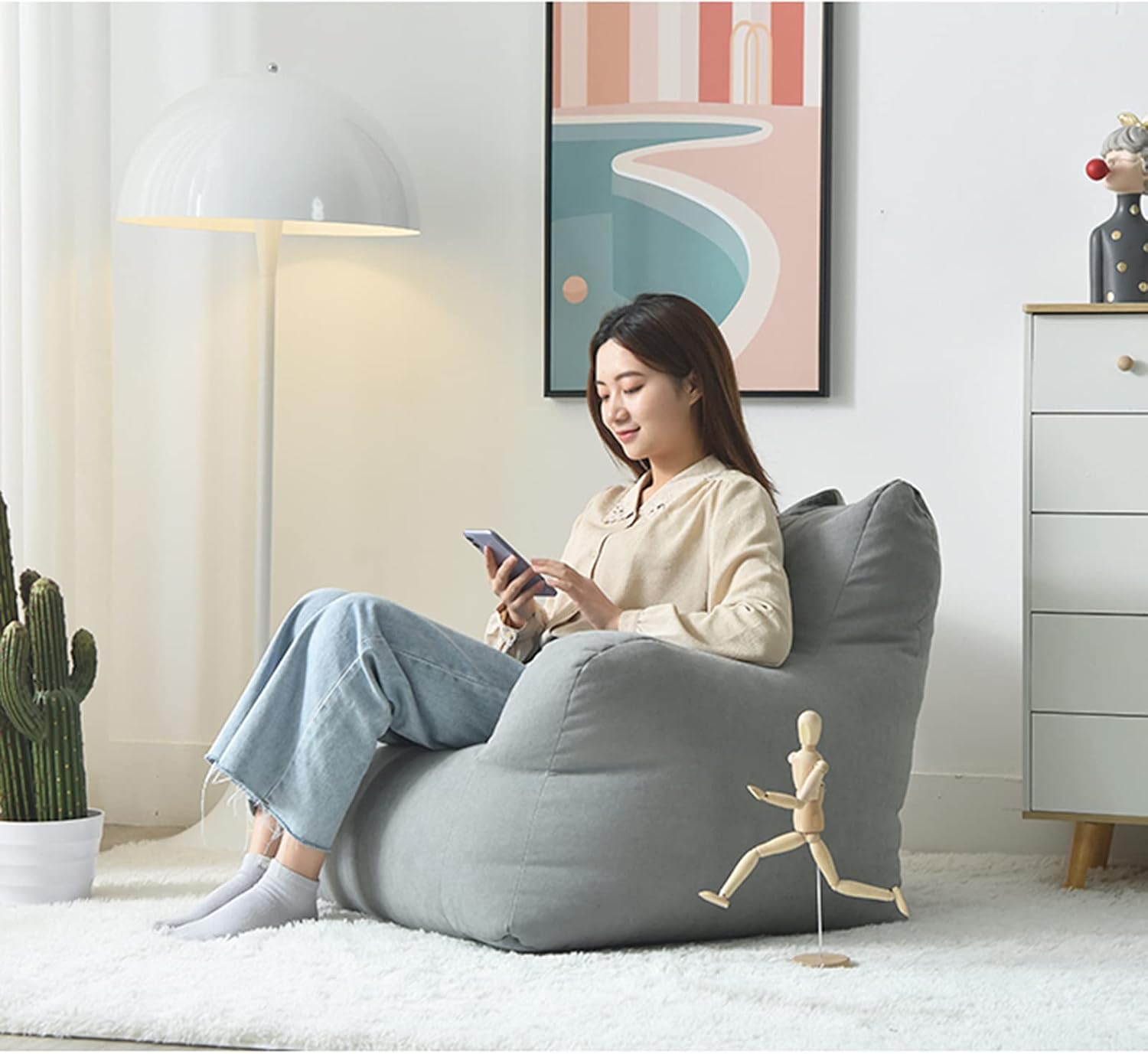 Bean Bag Chair Cover (No Filler) for Kids and Adults Washable Soft Home Garden Lounge Living Room Bean Bag Chair Cover,Dark Blue