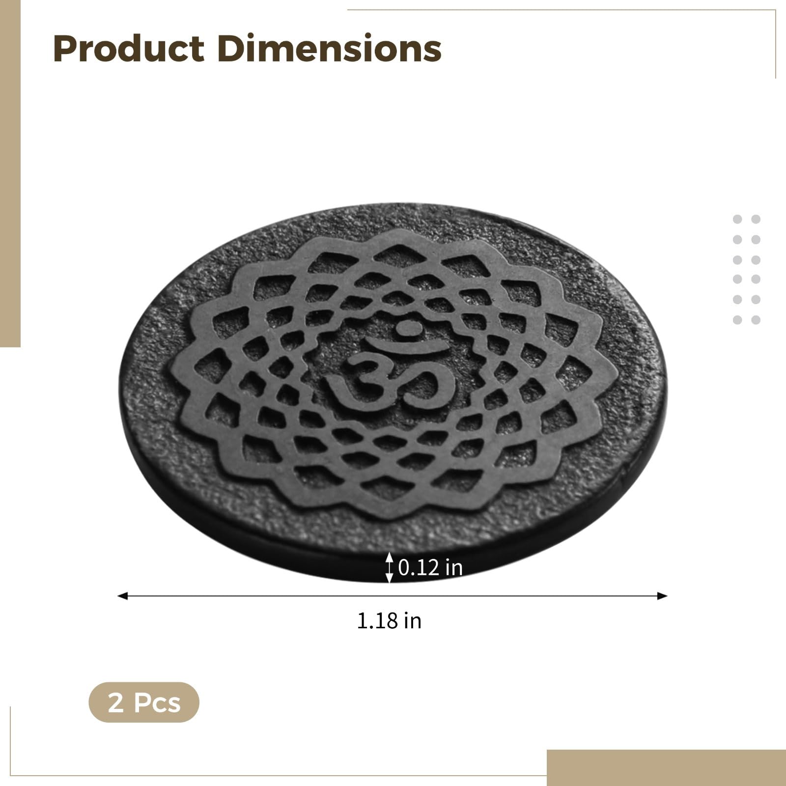 2 adesivi in shungite per smartphone, stile antico, design rotondo, schermatura emf per telefoni cellulari, simboli Ohm geometrici piastre di shungite