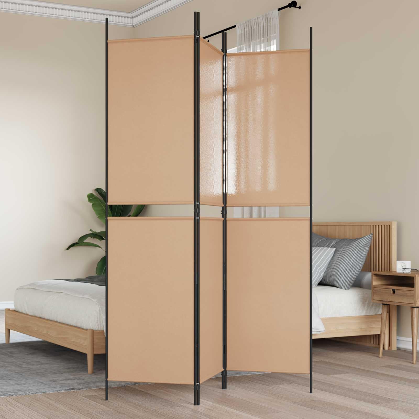 3-panelowy parawan beżowy 150 x 200 cm tkanina ze stalową ramą