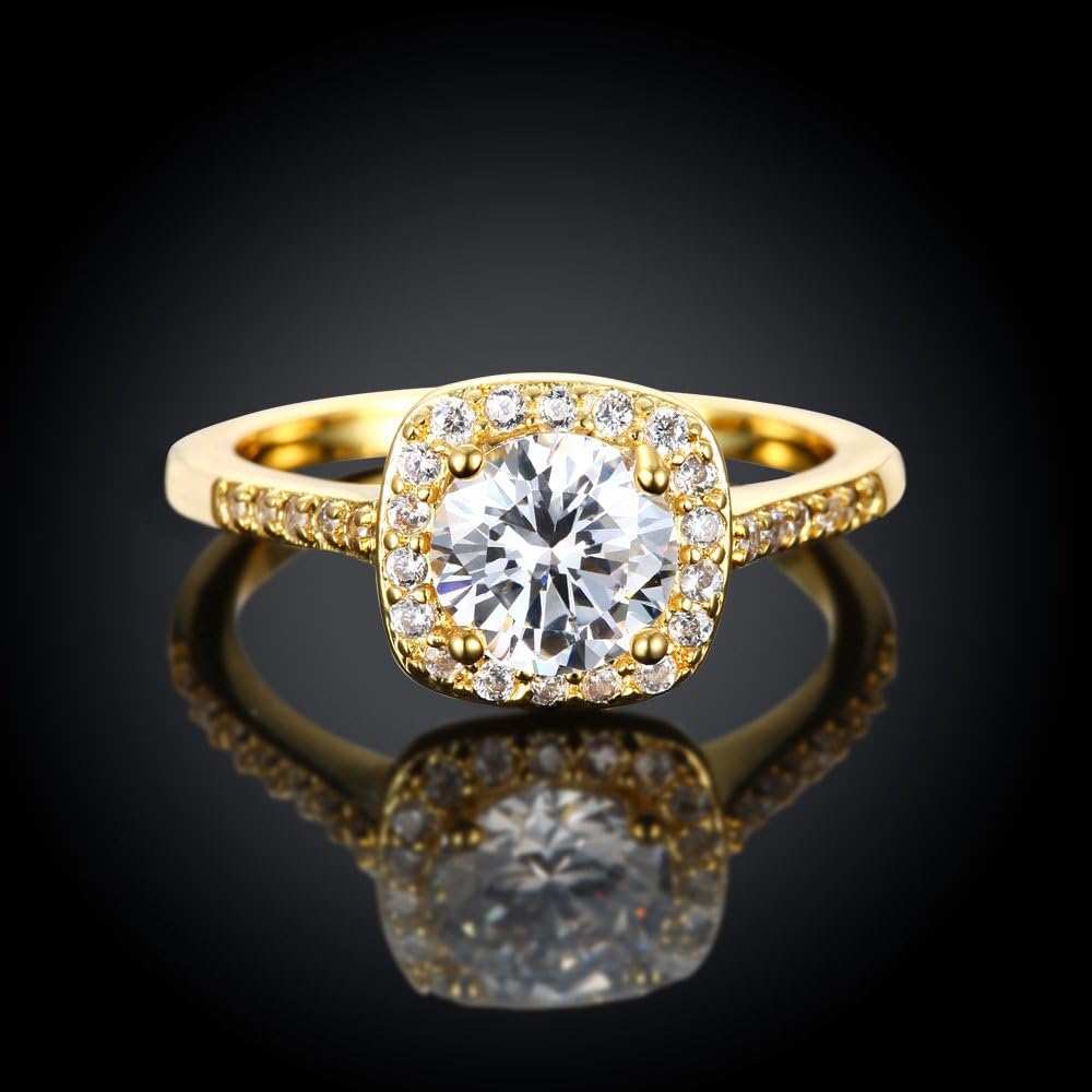 Uloveido Women's CZ Crystal Square Engagement Rings Best Promise Rings Wedding Bands for Women KR002 image 3