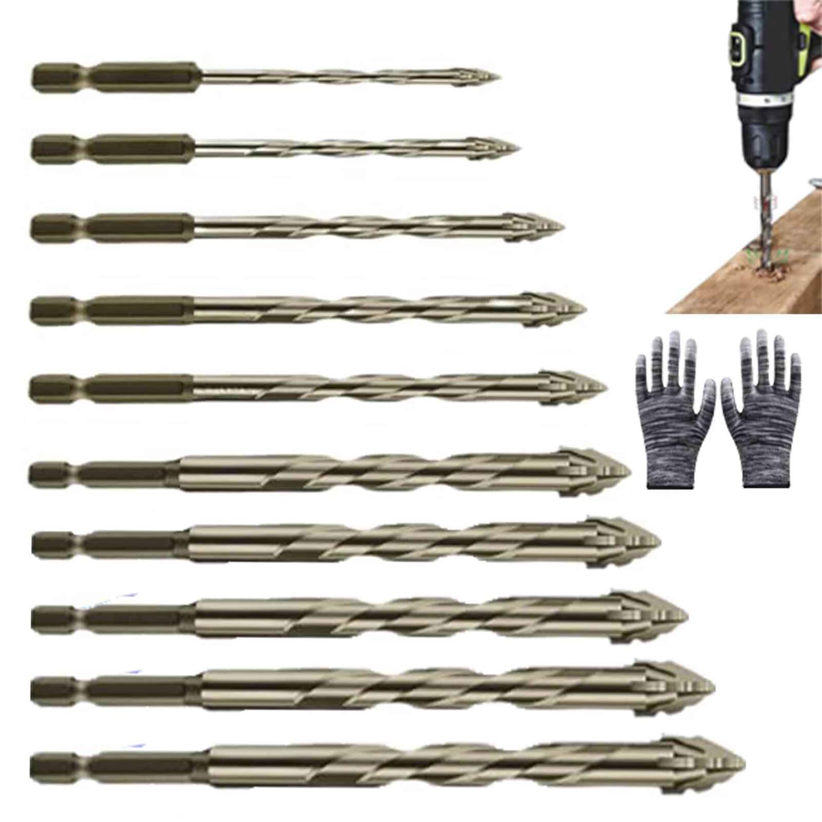 Four Blade Serrated Eccentric Drill Bit?|?TiN?Coated High?Hardness Wear?Resistant Drill?&?Tap Combo?|?Universal Metal?Wood?Plastic?Masonry?Concrete?|?Assorted Diameter Set (3+4+5+6+7+8+10+12+14+16)