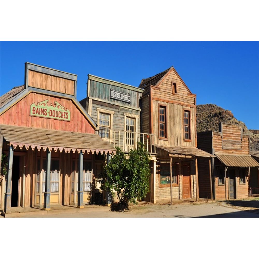 CRTPOD 10x8ft Western Town Street Backdrop for Photography Cowboy Old Store Wild West Style Countryside Wood House Background for Kids Man Adult Party