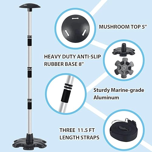 Miniatura 4 de Paquete de 2 postes de soporte para cubierta de barco con base de goma antideslizante y correa, sistema de soporte para cubierta de barco de