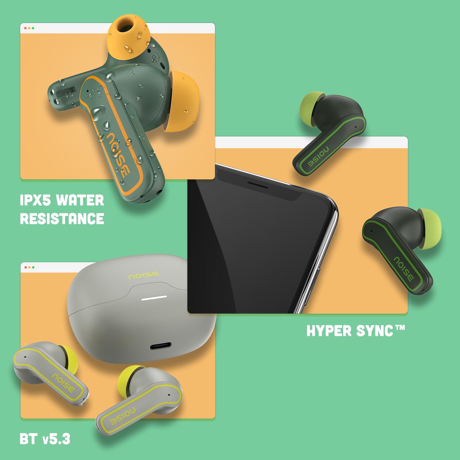 Noise Pop Buds Truly Wireless Earbuds with 50H of Playtime, Quad Mic with ENC, Instacharge(10 Min=150 Min) Bluetooth V5.3(Moon Pop) True Wireless — Amazon image 8