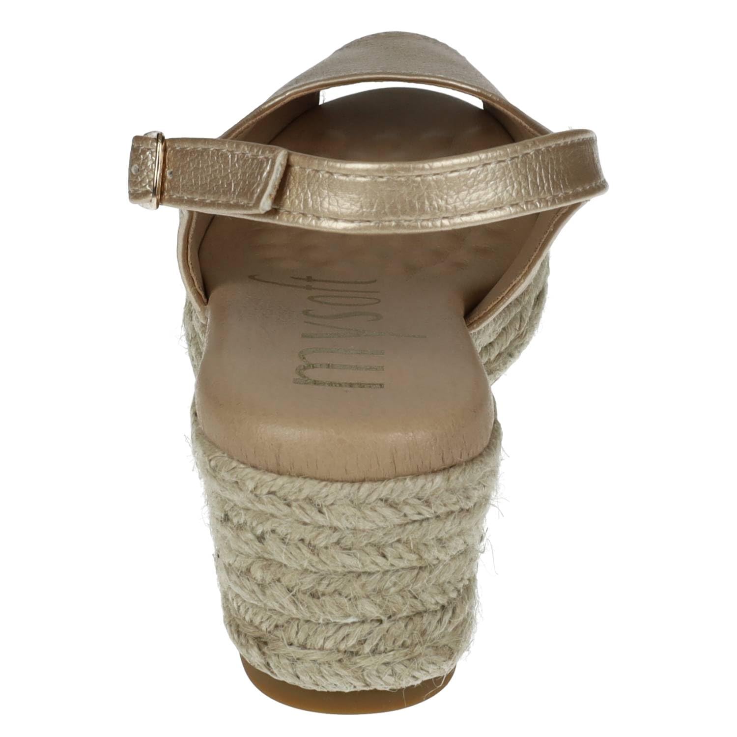 mysoft 25M100 damskie espadryle na koturnie platforma jutowa z otwartym palcem i regulowaną klamrą wygodne i eleganckie espadryle dla kobiet