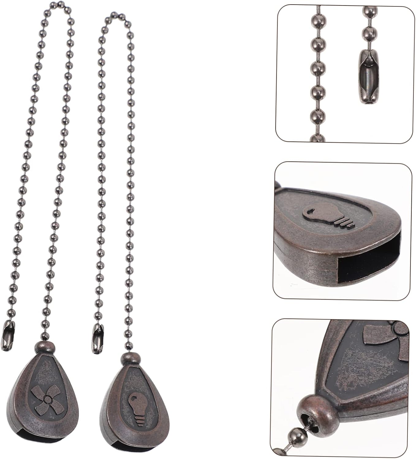 ARTIBETTER 2pcs Ceiling Fan Pull Chain Extender Light Fan Extension Chain for Decorative Pulls