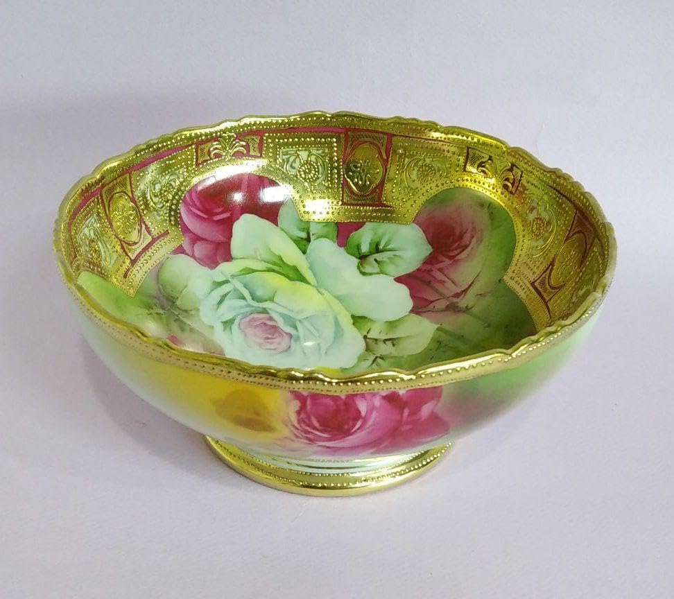 Amazon.co.jp: オールドノリタケ メイプルリーフ 白薔薇 パンチボール  