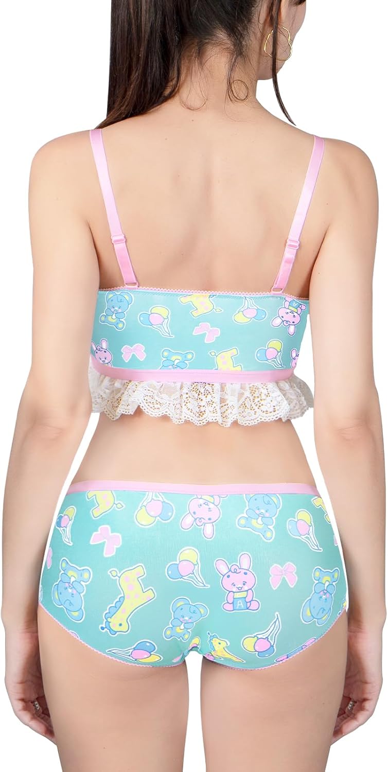 Littleforbig Silky Lacy Trim Women Nightwear Strap Sleepwear Cami Top Shorts Lingerie Baby Parade Bralette Set - Image 3