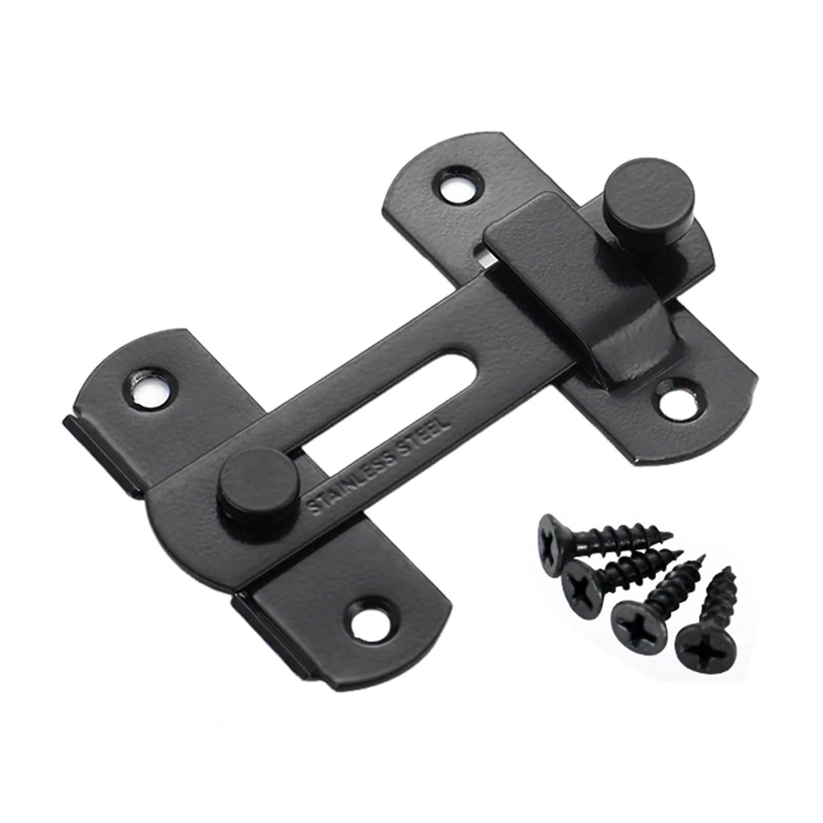 Hgbflty Black S Garden Gate Lock Barn Door Lock 180 Degree Sliding Gate-Latch Heavy Duty Stainless Steel For Cabinet Cupboard(Black S)
