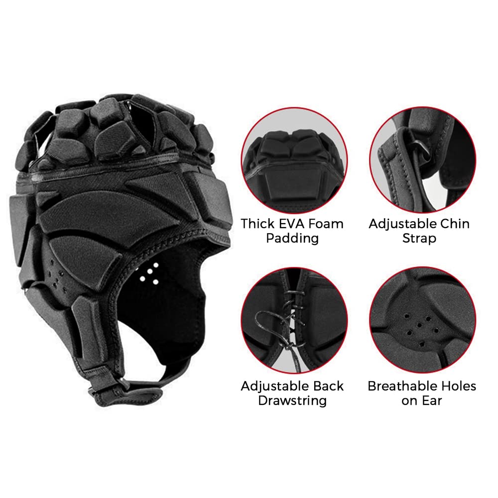 HUIOP Casco da Portiere Morbido Calcio Rugby Calcio Casco da Portiere Copricapo per Bambini Giovani Adulti,Casco da Portiere