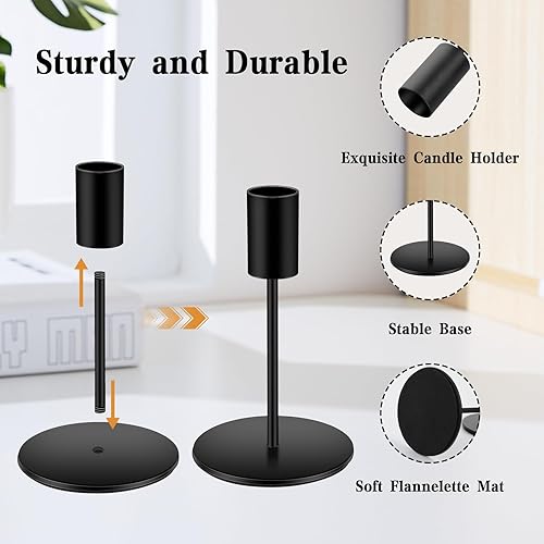 Miniatura 7 de 6 portavelas negros de metal para candelabros altos para decoración del hogar, boda, cena, fiesta de Halloween, se adapta a velas de 34 pulgadas de