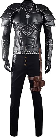 Mens White Wolf Cosplay Costume Leather Outfit Halloween Warrior Full Set