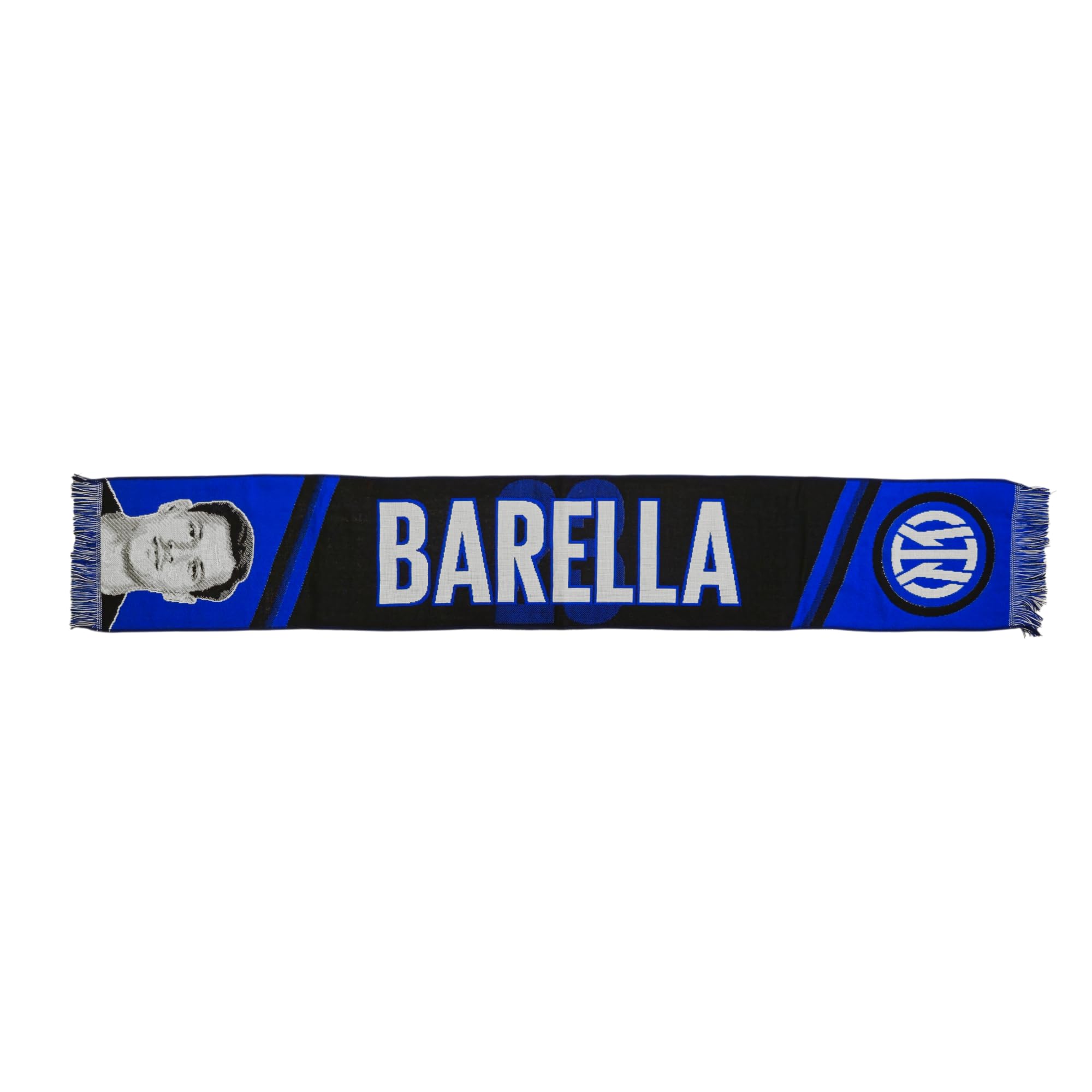 Inter Jacquard Scarf for the Player Nicolò Barella, 100% Acrylic, Black/Blue/White, 135 x 22 cm