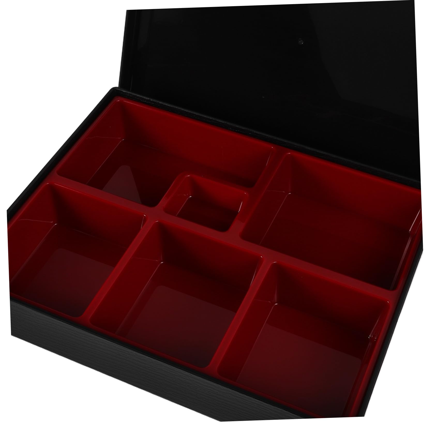 Boîte à Bento Japonaise à Six Compartiments, Noir, Réutilisable