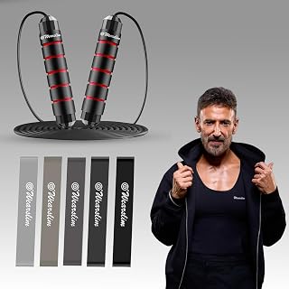 Wearslim® Professional Resistance Band with Skipping Rope, Set of 5 Heavy Workout Loop Bands & Ball Bearings Rapid Speed J... Price In India