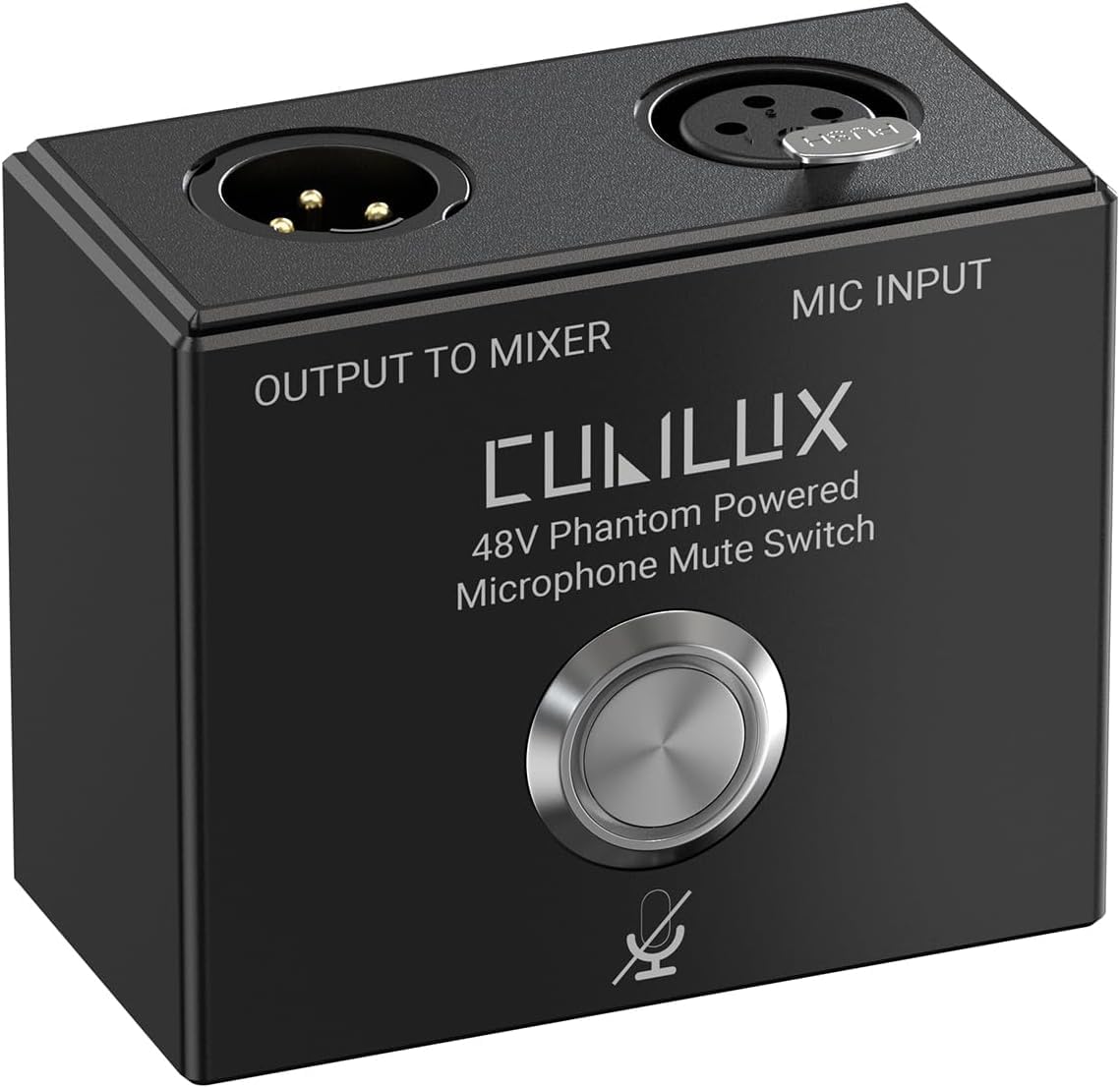 Cubilux MMX-1 XLR przełącznik wyciszający do mikrofonu, pełna obudowa ze stopu aluminium MIC włącznik/wyłącznik z otworem montażowym 1/4? Arri