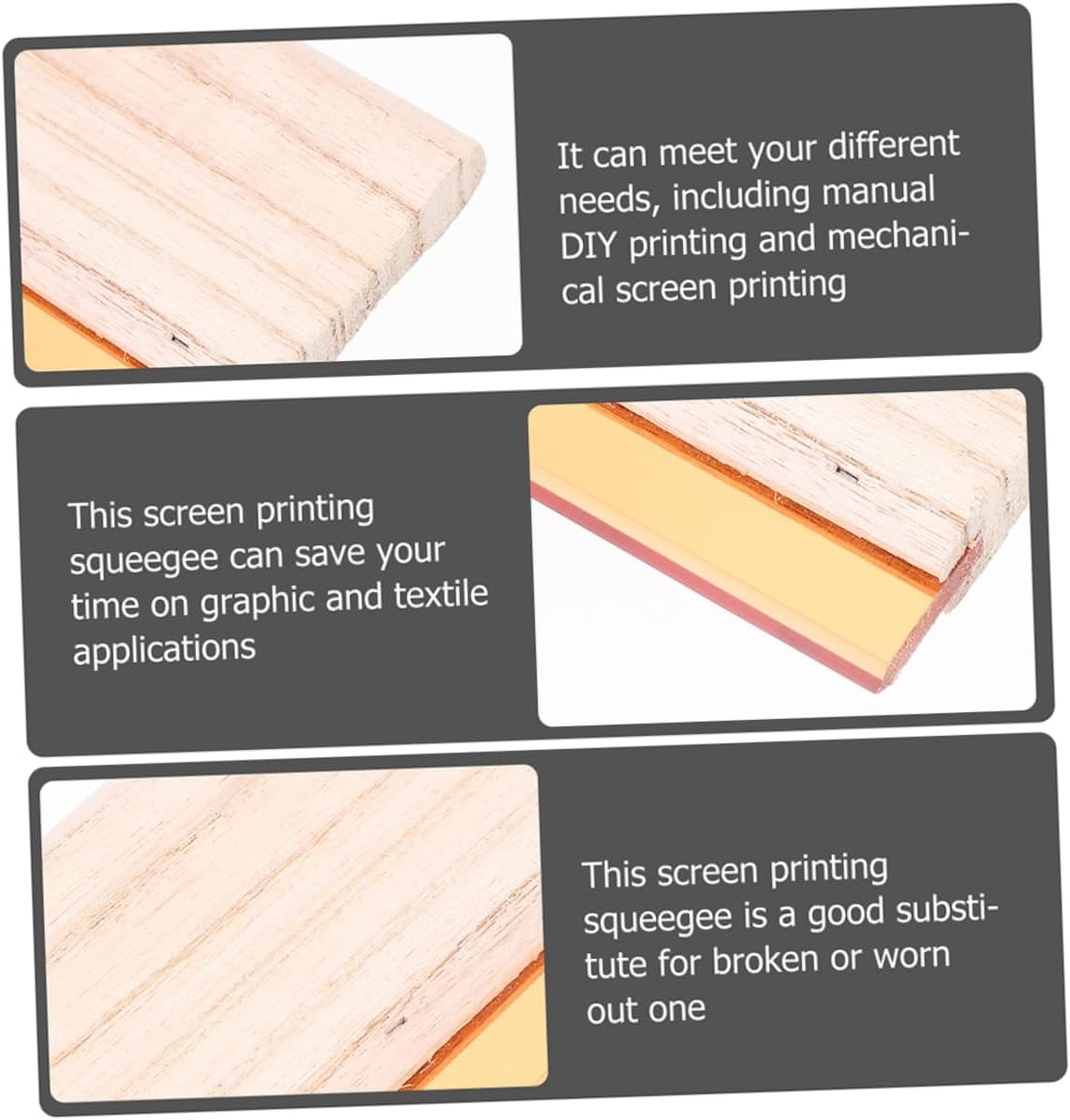 NUOBESTY 2pcs Screen Printing Squeegee Ink Scraper Screen Printing Paint Tool Scratch Board