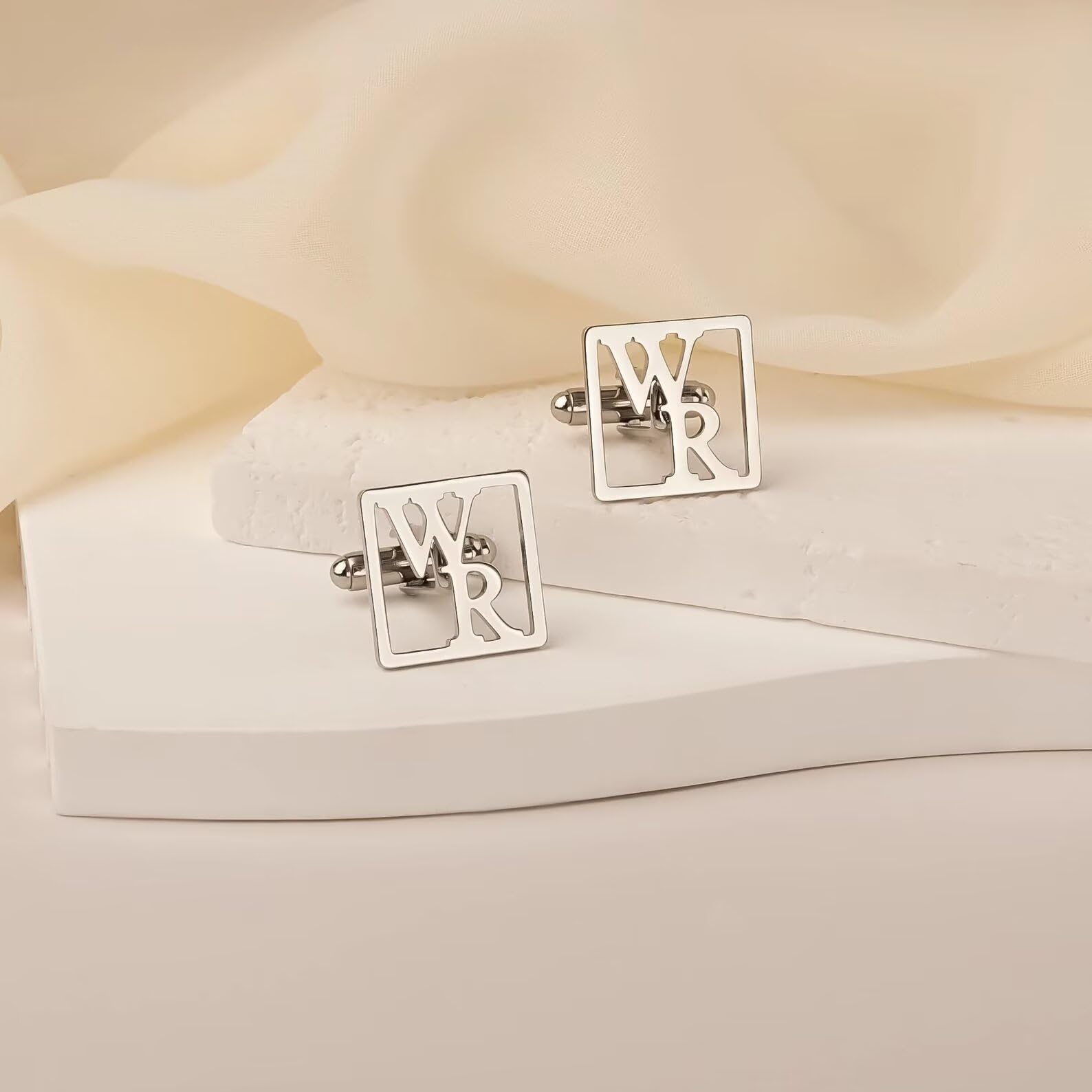 Gemelos iniciales personalizados para hombres - Gemelos con nombre - Gemelos de acero inoxidable - Gemelos personalizados para él - Regalo para papá