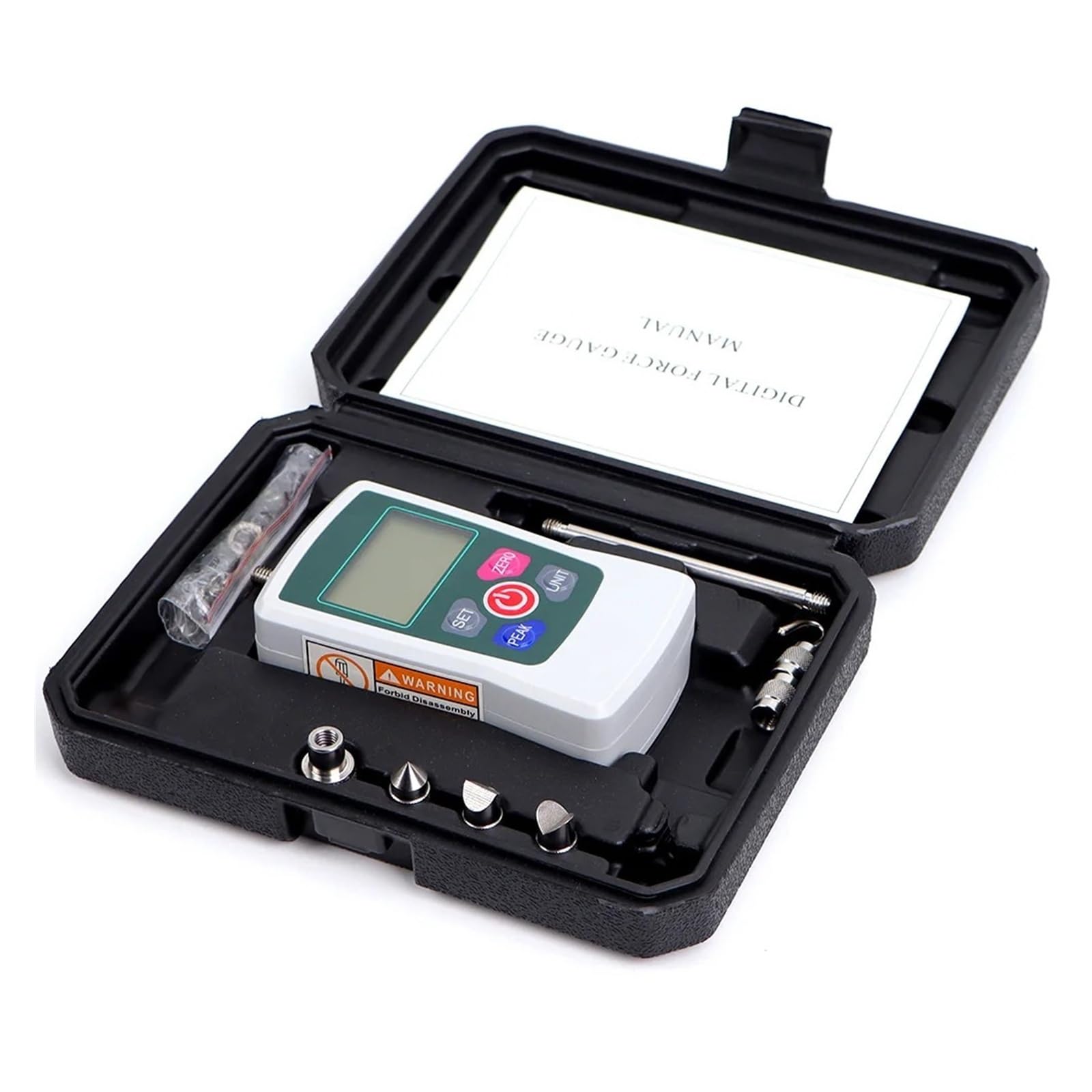 Medidor de fuerza digital de 500 N, comprobador de empuje y tracción de resorte, instrumento de medición, equipo de prueba de dinamómetro Varias pruebas(100N)