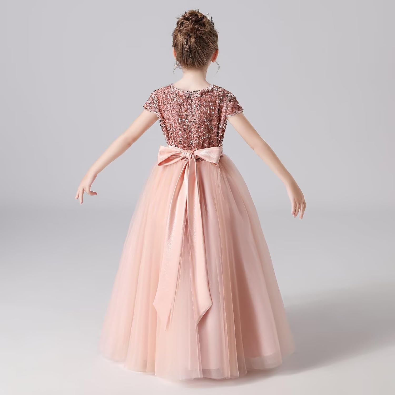 Flower Girl Dresses Wedding Bridesmaid Sequins Tulle Puffy Skirt Girls Birthday Party Pageant Gown Floor Length - Image 3