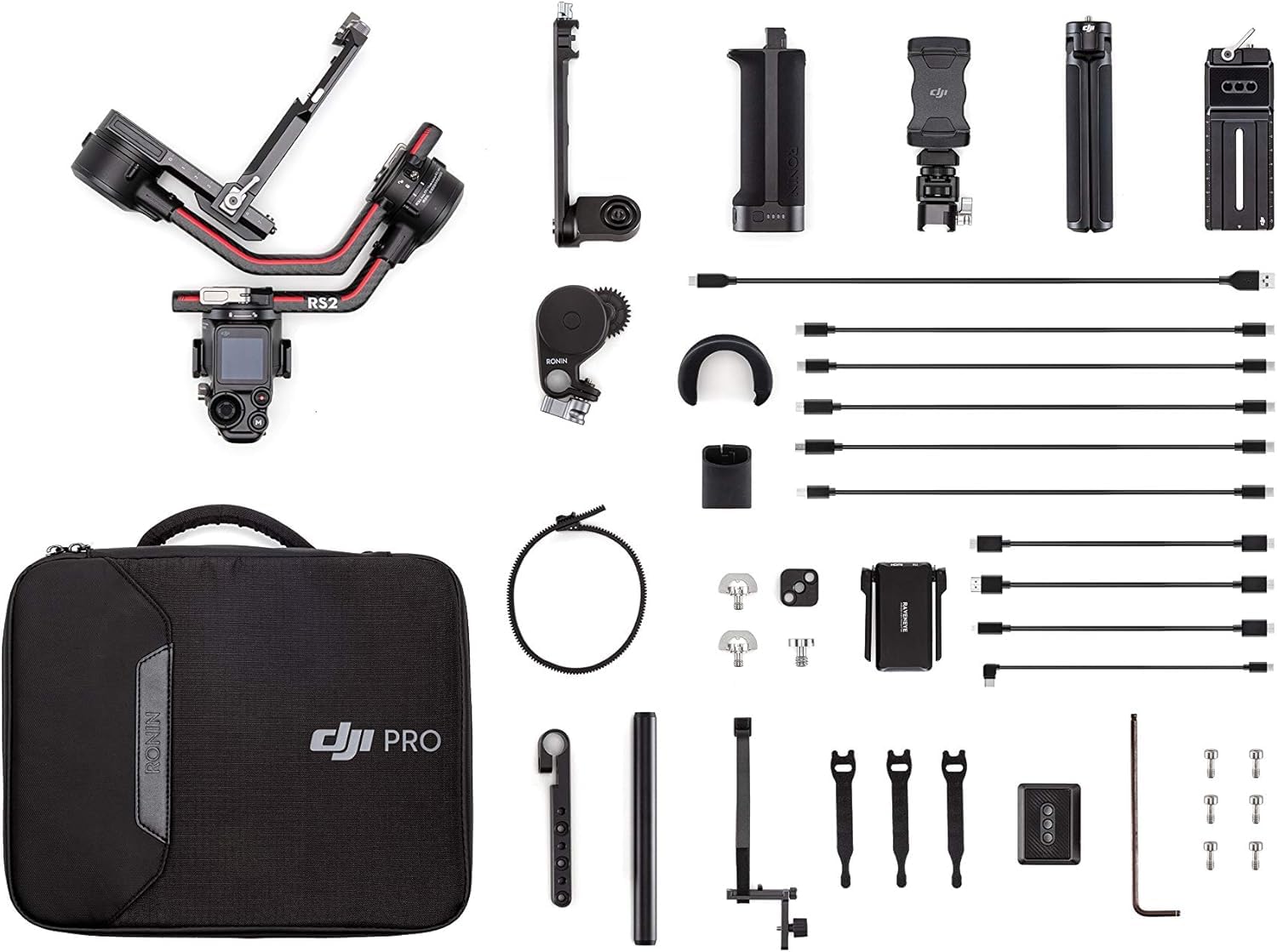 DJI RS 2 Pro Combo - Stabilizzatore Gimbal a 3 Assi per DSLR e Fotocamera Mirrorless, Nikon Sony Panasonic Canon Fujifilm, Ronin S, 4,5 kg di Carico, Focus Motor, Trasmettitore di Immagini - Nero