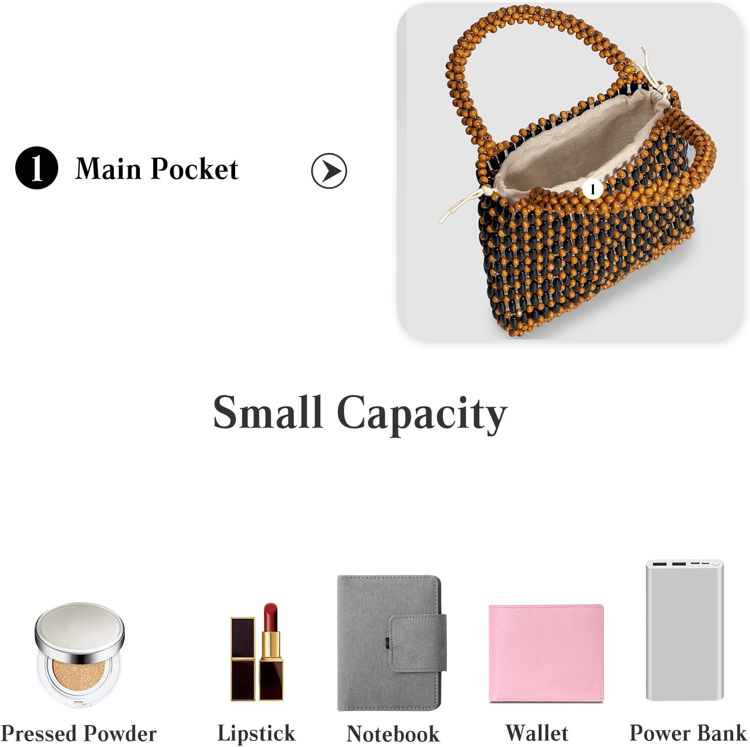 CORIOS Handwoven Tote Bag for Women - Woven Drawstring Handbag - Bohemian Clutch & Summer Beach Bag