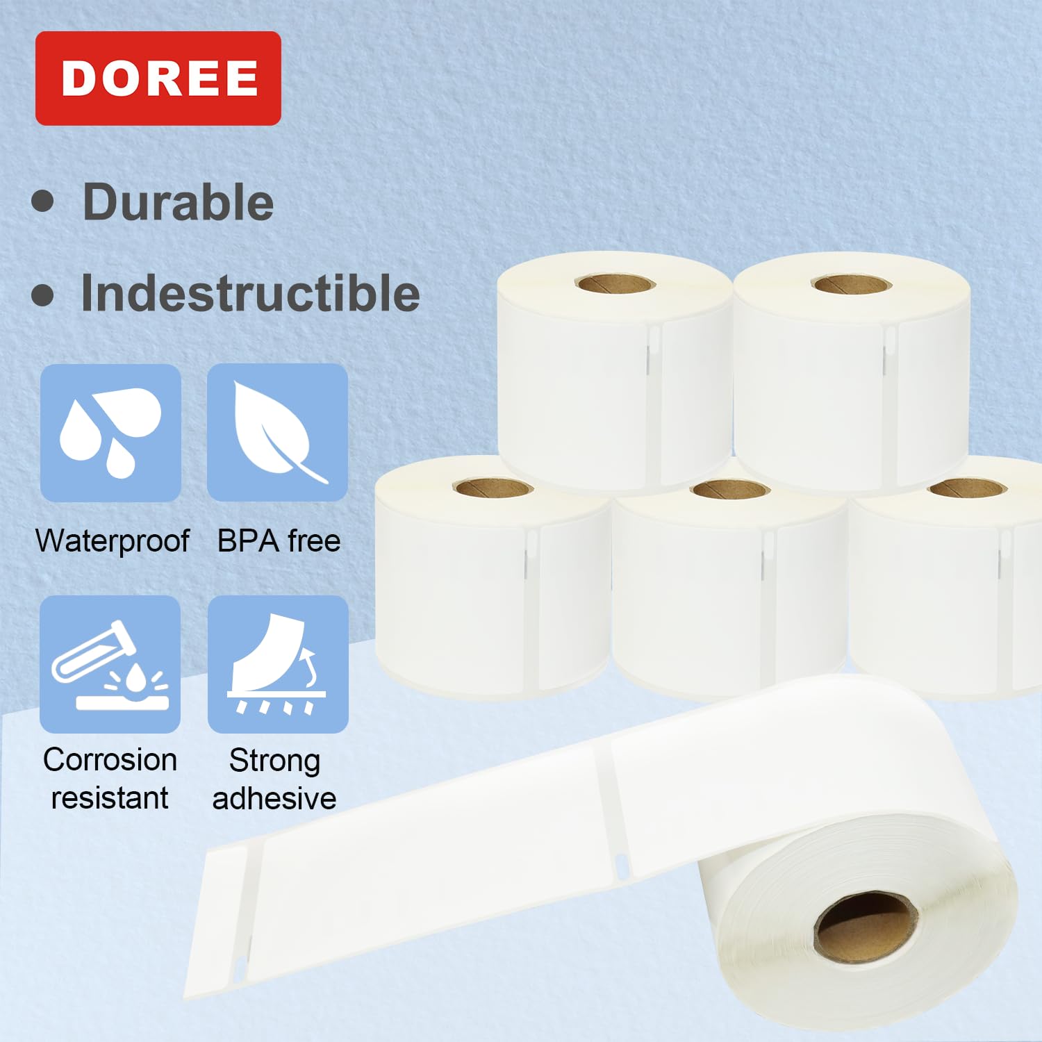 Doree 1933088 strapazierfähige LabelWriter-Etiketten, 59x102mm (300 einzelne Aufkleber pro Rolle), kompatible Geräte: LabelWriter 4XL, 450, 450 Twin Turbo. (6 Rollen)