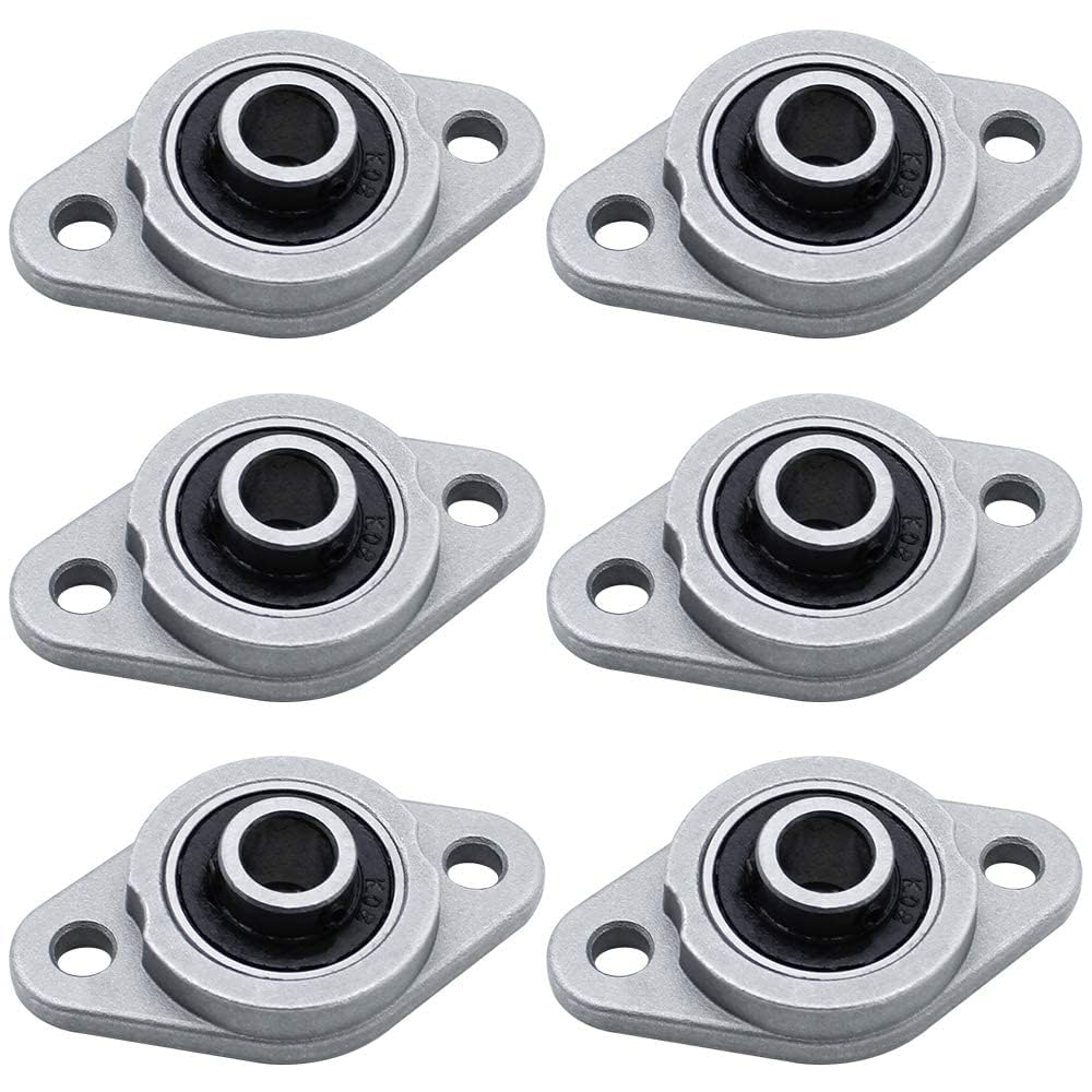 Khazna 6 Pcs KP08 Zinc Alloy Self Aligning Pillow Block, 8 mm ID Flange Bearing Inner Ball Mounted Pillow Block Mini Insert Bearing for KP Series Conveyor Systems