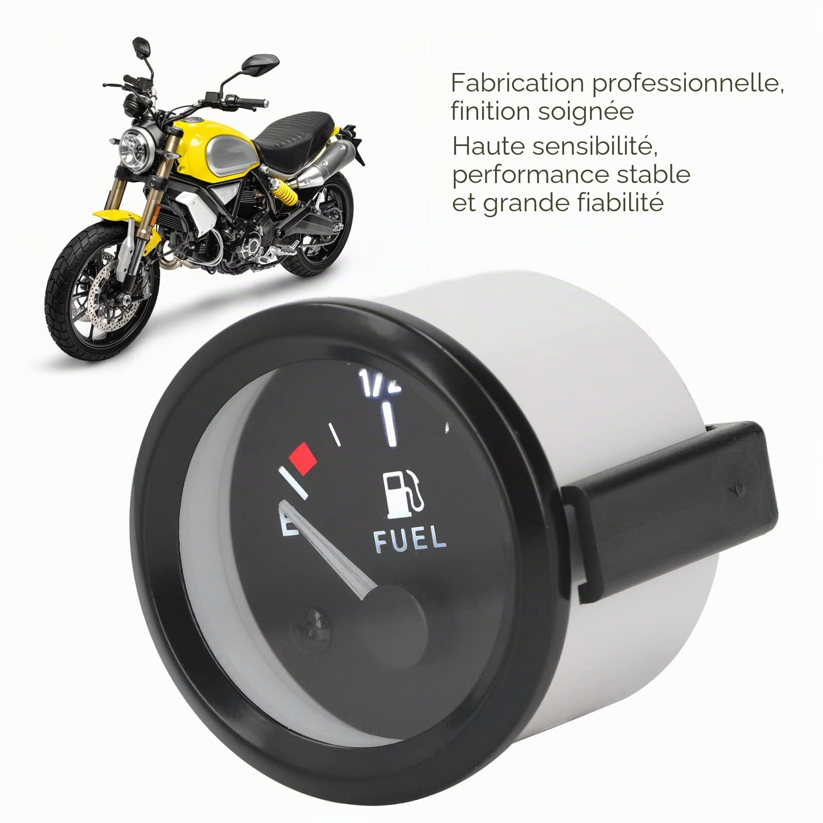 Jauge de Niveau de Carburant, 2Pouces 52mm E-1/2-F Indicateur de Réservoir de Carburant Universel avec Rétroéclairage LED pour Voiture RV Yacht Bateau Moto Voiture SUV