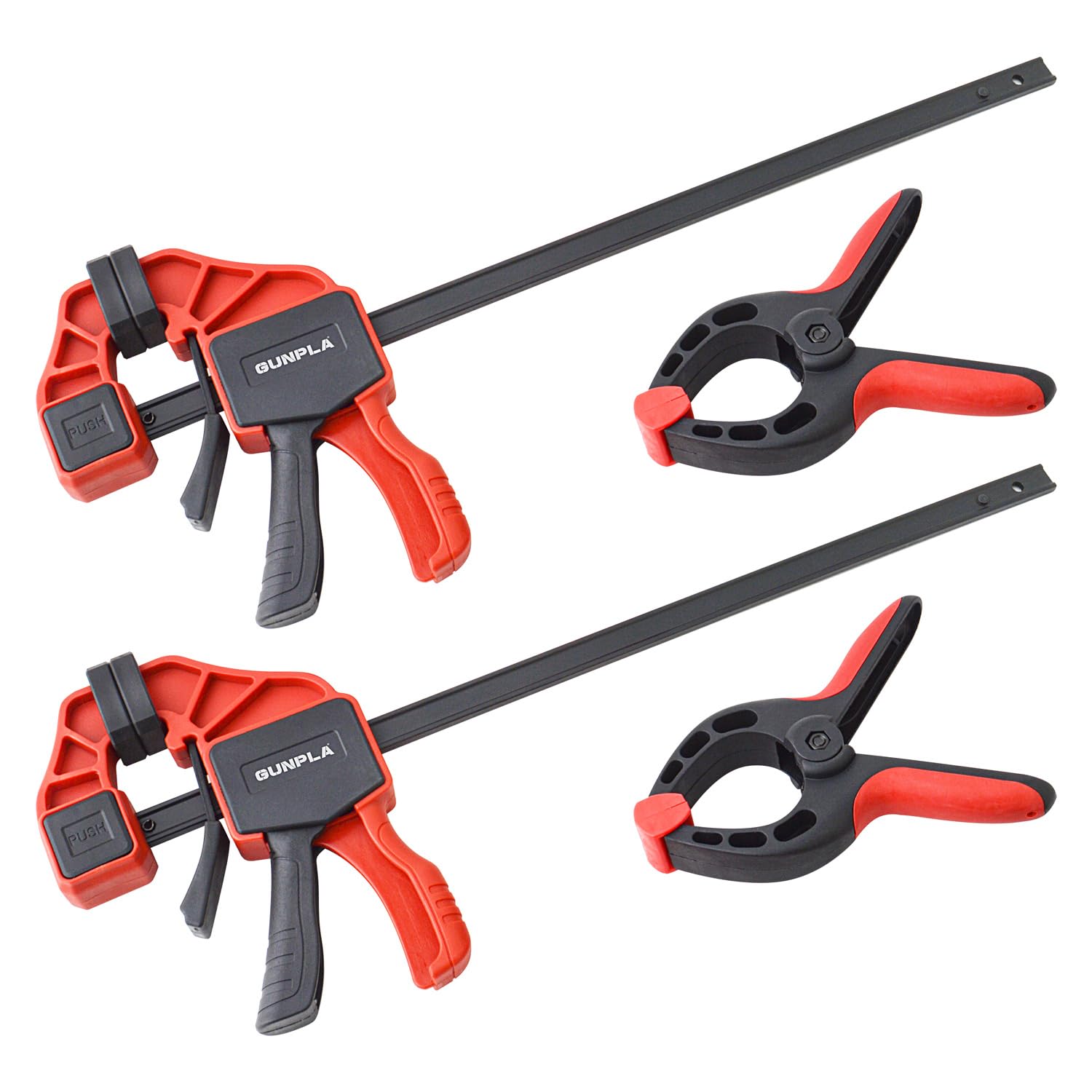 Gunpla Juego de 4 Piezas Sargento de Barra y Pinzas de Resorte para Madera Herramientas para Carpintería Profesionales Ancho de Boca 305mm (12 inch) Fuerza de Sujeción 68kg (150lb)