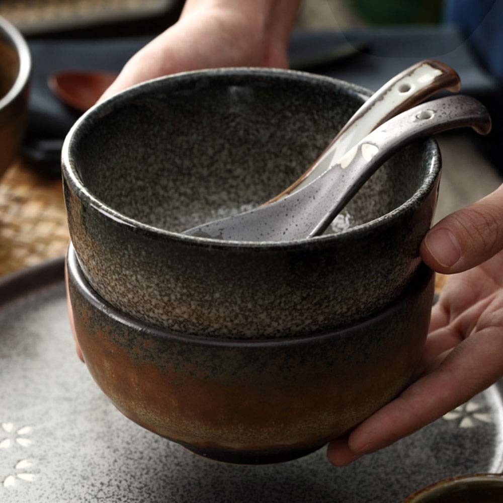 Cuencos Cuencos de cerámica, Cuenco de arroz de cerámica clásica para Cocina Cuenco Grande para Sopa de Ramen Cuenco para Mezclar de cerámica para ensaladas (1) (1)