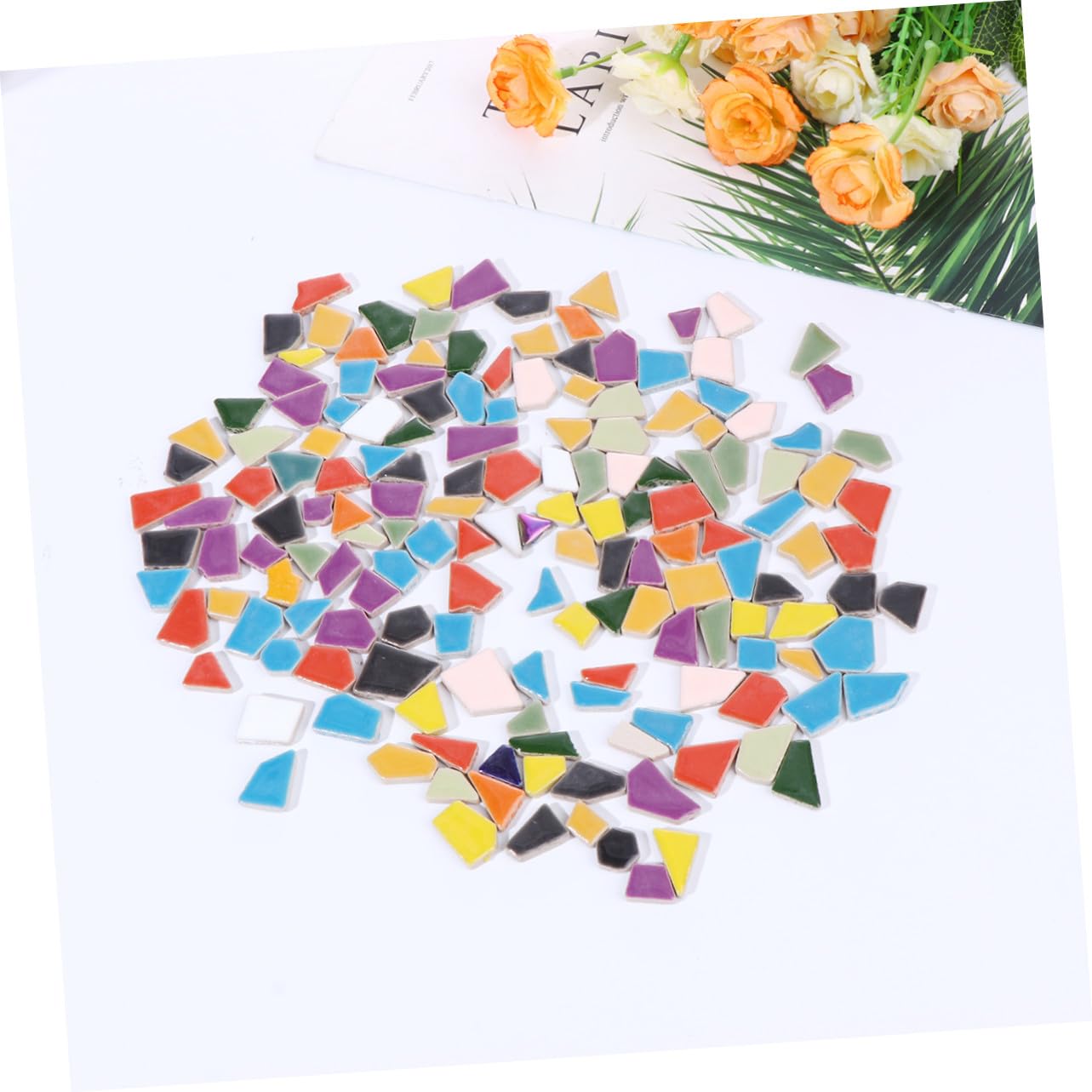 SEWACC 500g Partículas Sueltas de Mosaico de Cerámica Hechos Mano Piedra Irregular Esmaltada Purpurina Materiales para Bricolaje Mosaico Cristal de Piedra Colores Surtidos