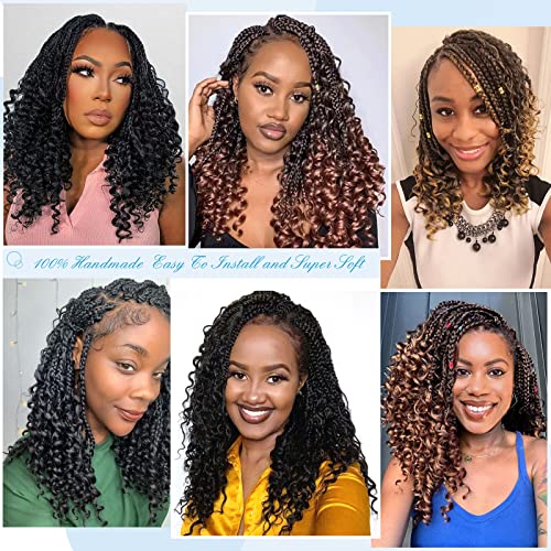 Goddess Box Braids Crochet Hair 12 Inch Crochet Braids For Black Women Boho Box Braids Curly Short Crochet Box Braid Crochet Hair Pre Looped Braiding Hair (8 Packs,1B) #TOP4