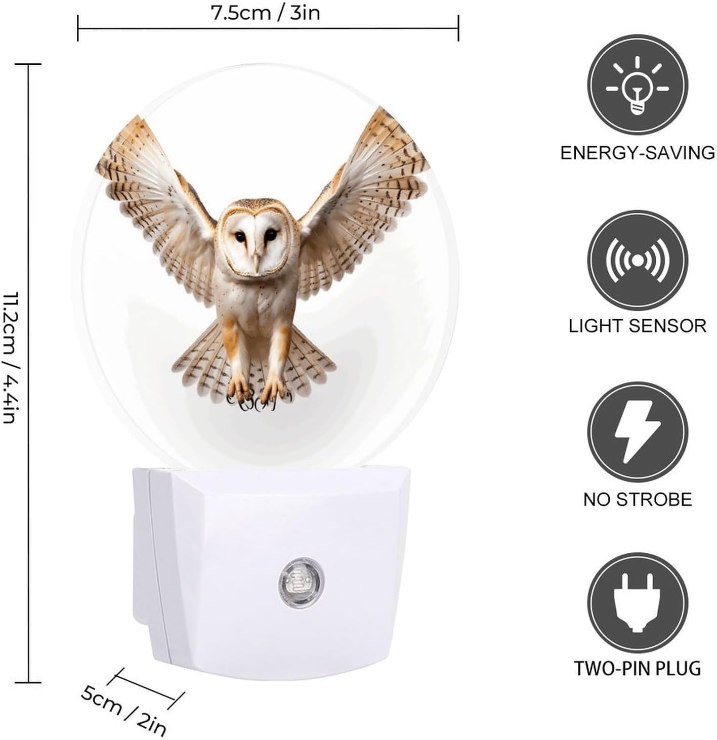 A Barn Owl Plug-in LED Nightlight Wall Night Light image 2