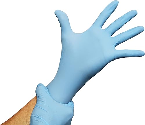 Vista 11 de NITRILECARE - Guantes de examen de nitrilo azul, 100 unidades, S, M, L, XL, 3 mil, sin látex ni polvo, texturizados, médicos, resistentes a pinchazos