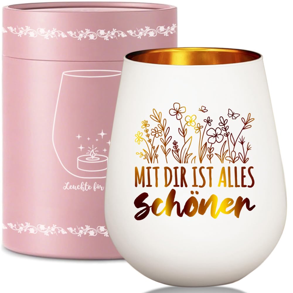 Windlicht Glas mit Geschenkbox, Geschenk zur Hochzeit, Hochzeitsgeschenk Hochzeitstag Jahrestag Valentinstag Jubiläum Brautpaar, Windlichter Teelichthalter mit Gravur Spruch