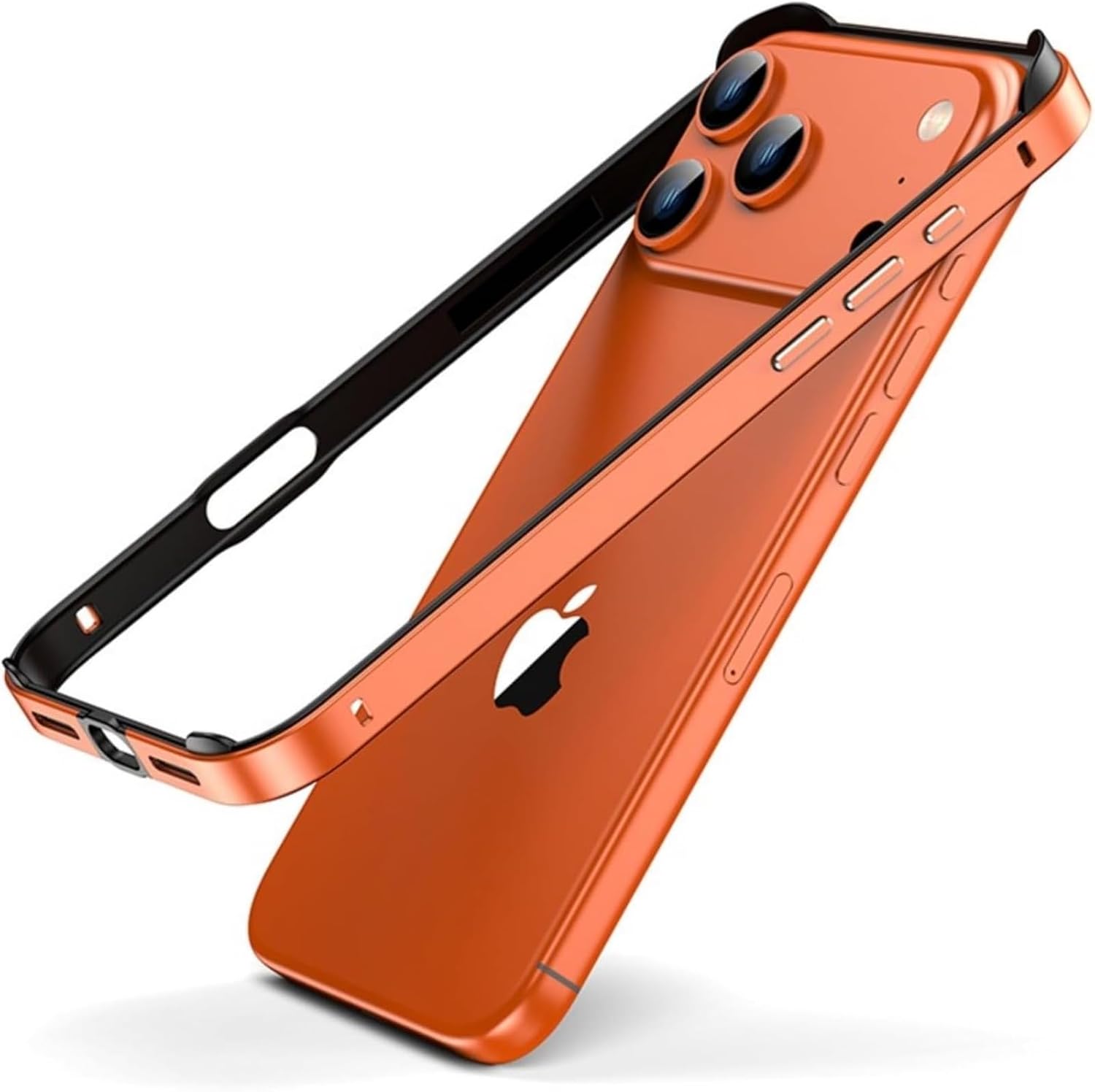 Frame Case for iPhone 17 Pro Max, Aluminum Bumper Ultra Thin Lightweight Bare Metal Grip Shockproof Drop Protection Corner Airbag Design Open Frame Heat Dissipation, Silver